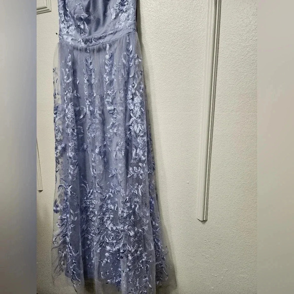 Lulu's Andria Slate Blue Embroidered Strapless Maxi Dress Wedding Party Guest - Picture 7 of 10